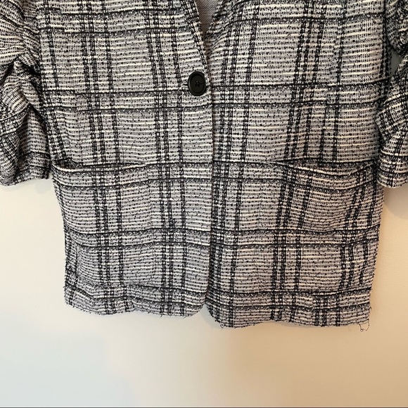 Max Studio Tweed Plaid Single Button Blazer - Picture 6 of 6
